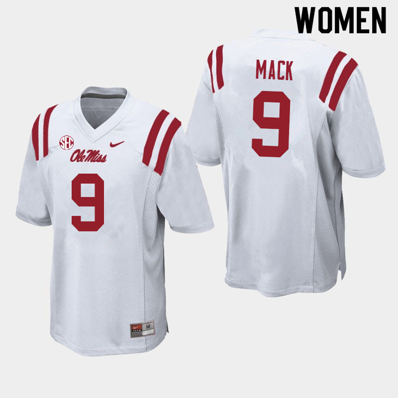 Brandon Mack Ole Miss Rebels NCAA Women's White #9 Stitched Limited College Football Jersey TWY1258SB